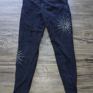 Justice Black Leggings with Silver Starburst Design